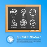 School wooden board with icons