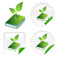 Isometric icon of green ecological book