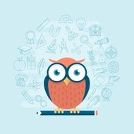 smart owl standing on pencil N2