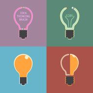 Creative idea concept set light bulb flat icons