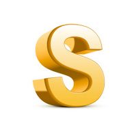 3d golden letter S