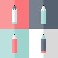 Flat pencil icon set