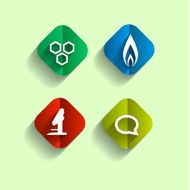ducation Chemistry Set flet bright icons