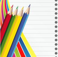 colorful pencils on the notebook sheet