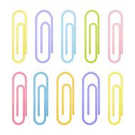 Colorful paperclip icons on a white