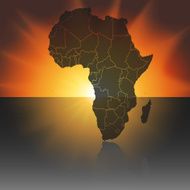 Africa map on the sunset background vector
