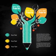Pencil tree info graphic about education and growing