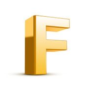 3d golden letter F