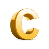 3d golden letter C