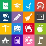 School Icons and Color Background