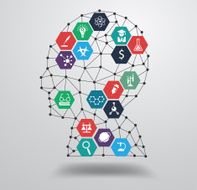 Vector chemistry and science icon education concept with human head