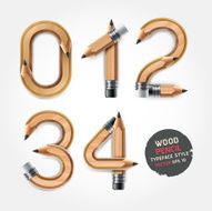 Wood pencil numbers alphabet style