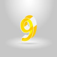 Isometric Alphabet Font Number 9 Vector illustration