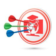 online education concept target with darts hitting on it
