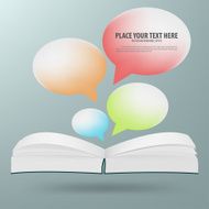 Book with colorful speech bubble