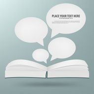 Book with blank speech bubble