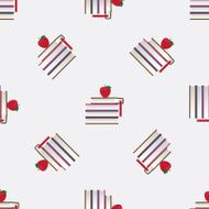 Seamless pattern with red apples and books