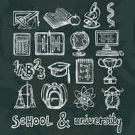 School education chalkboard icons