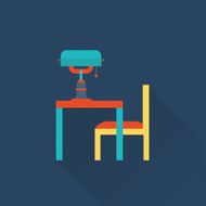 table and lamp vector flat library icon
