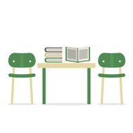 Chairs With Books On Table