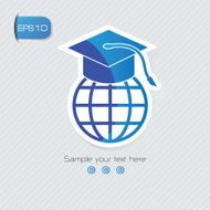 Education symbol sticker design blue version clean vector