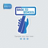 Back to school symbol sticker design blue version clean vector