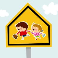 school traffic sign schoolboy schoolgirl backtoschool illustration vector N2