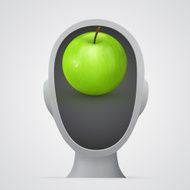 Green apple inside head silhouette