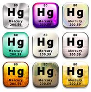 Button showing the element Mercury