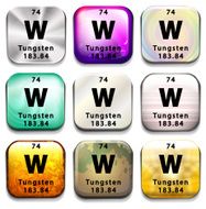 Button showing the element Tungsten