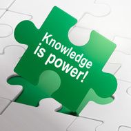 knowledge is power on green puzzle pieces