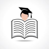 Open book icon with graduate student stock vector