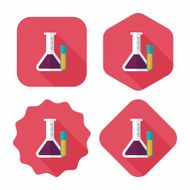 test tube flat icon with long shadow eps10 N17