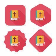 bible flat icon with long shadow eps10 N14