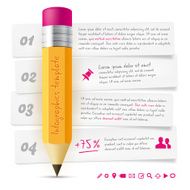 Infographics template with lead pencil and paper frames