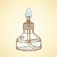 Sketch alcohol burner in vintage style