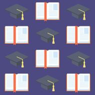 Seamless pattern Educations symbols over blue background