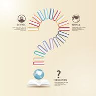 Questions Books Education Design concept vector illustration