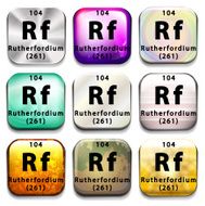 Buttons showing Rutherfordium and its abbreviation