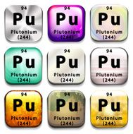 Buttons showing Plutonium and its abbreviation