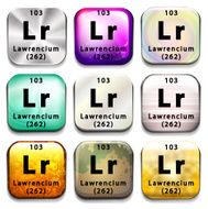 Buttons showing Lawrencium and its abbreviation
