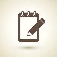 retro style notebook and pencil icon