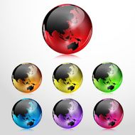 Set of vector globe glass icons N2