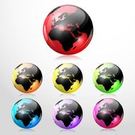 Set of vector globe glass icons N3