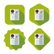 good grade in the notebook flat icon with long shadow