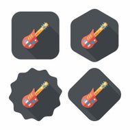 guitar flat icon with long shadow eps10 N5