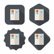 good grade in the notebook flat icon with long shadow N3
