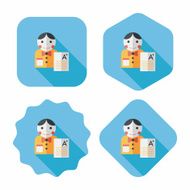 good grade in the notebook flat icon with long shadow N4
