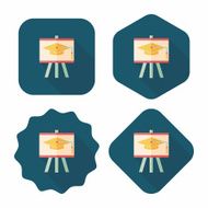 Graduation cap on the board flat icon with long shadow N3