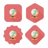globe flat icon with long shadow eps10 N15